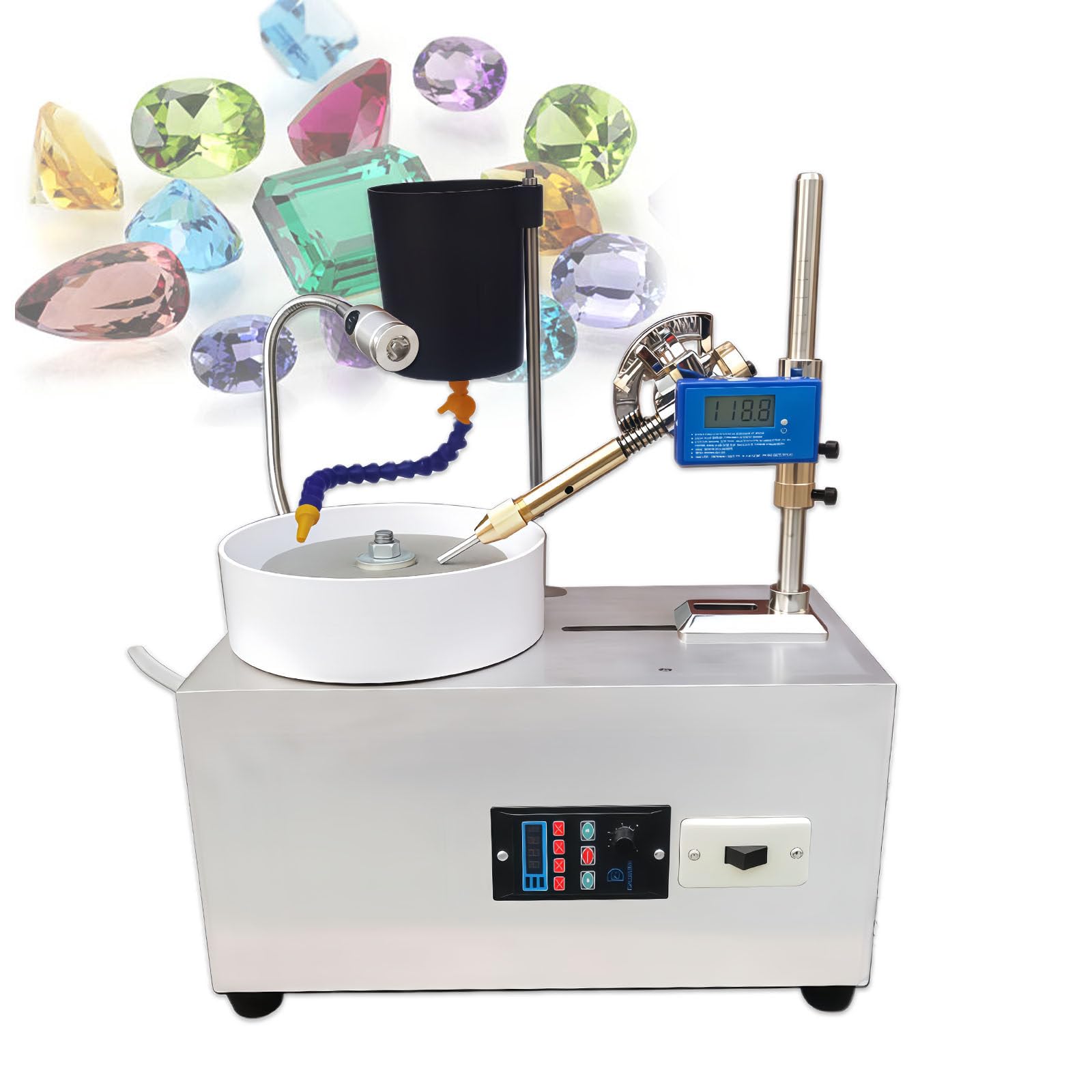 Máquina para facetar gemas: herramienta de pulido y molienda de Jade de 180 W con ángulo y altura ajustables para procesamiento y Corte de bricolaje.