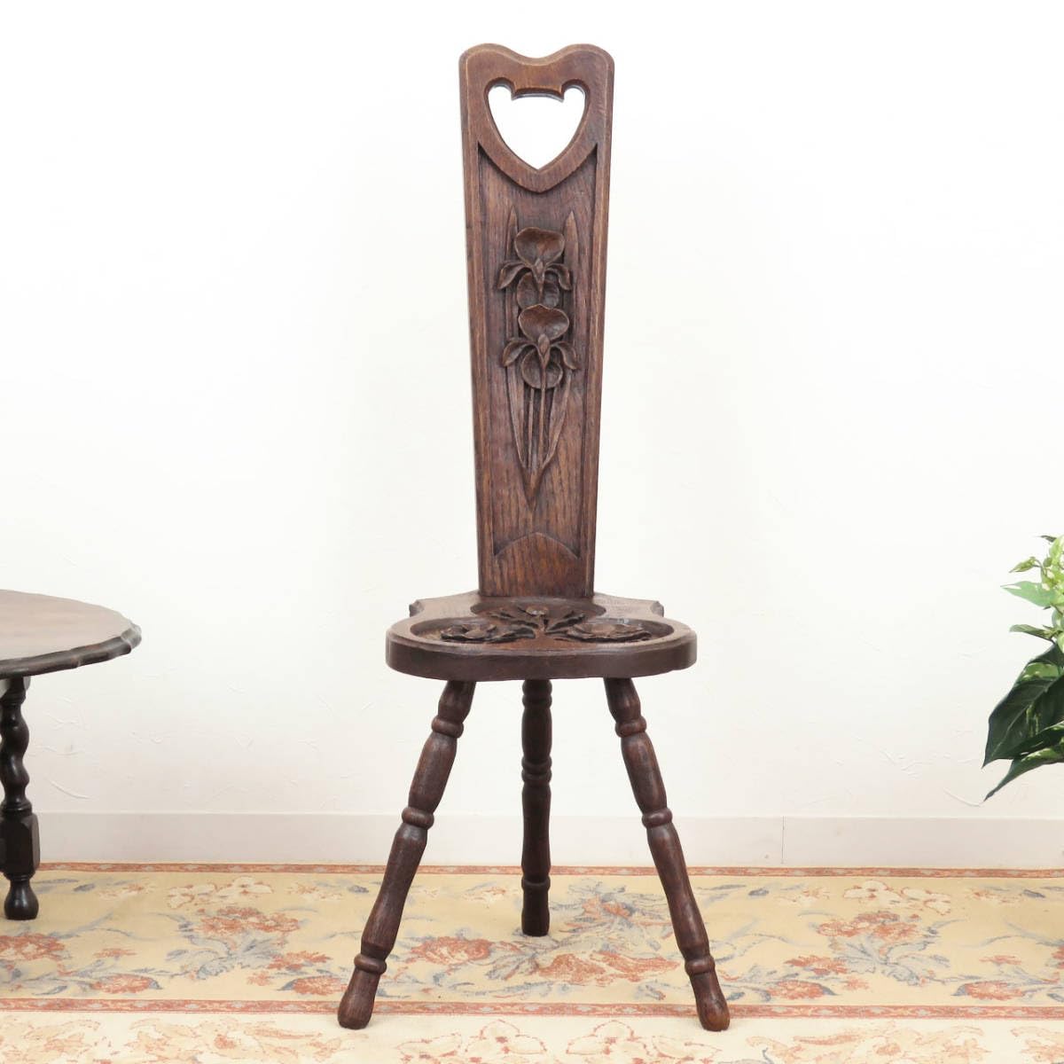 英国アンティーク木製スツール/椅子イス/チェア/花台/飾り棚(79-294