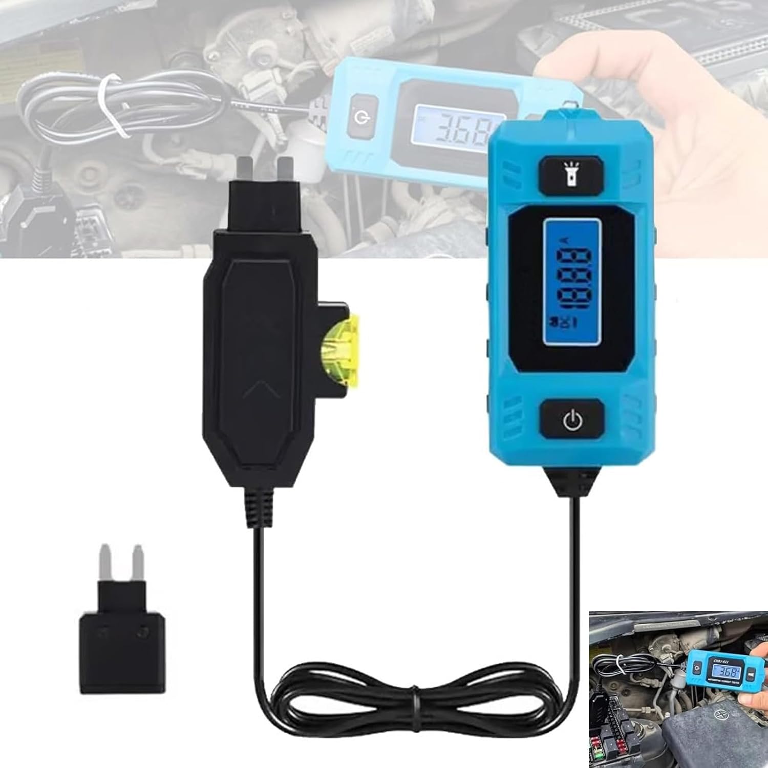 Automotive Circuit Fault Probe Tester, Portable High-Precision 20A 48V Current Tester，Short Finder with LED Display and Lighting， Electrical System Car Relay Fuse Blade Checker (BIUE,3PCS)