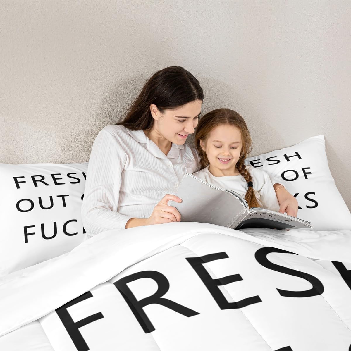 Feelyou Kids Swono Funny Quote Comforter Set Fresh Out of f CKS Funny Bedding Set for Boys Teens Decor Black White Comforter Modern Art Bedspread Cover Queen Size with 2 Pillow Case Boys