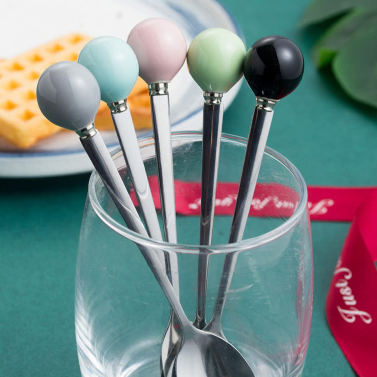 ABOOFAN 3 Set Mini Forchetta Per Torta Dessert Manico in Ceramica Acciaio Inossidabile Posate Creative Set Di Stoviglie Per La Casa 6 Pezzi * 3