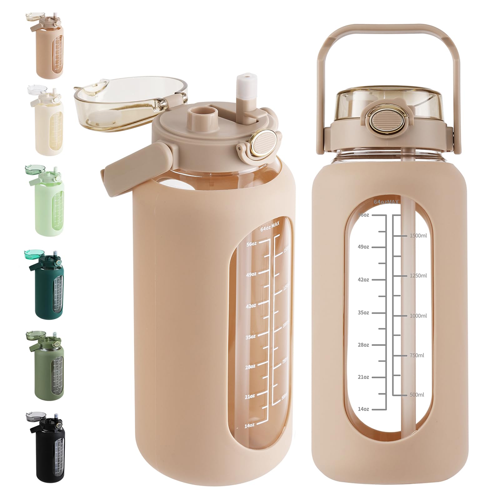 SIEROZUR 64 oz Glass Water Bottle