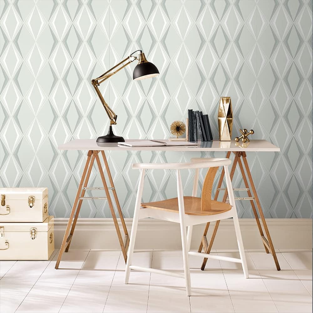 Graham & Brown Vintage Deco Diamond Stone Grey Neutral Geometric Removable Paste The Wall Wallpaper