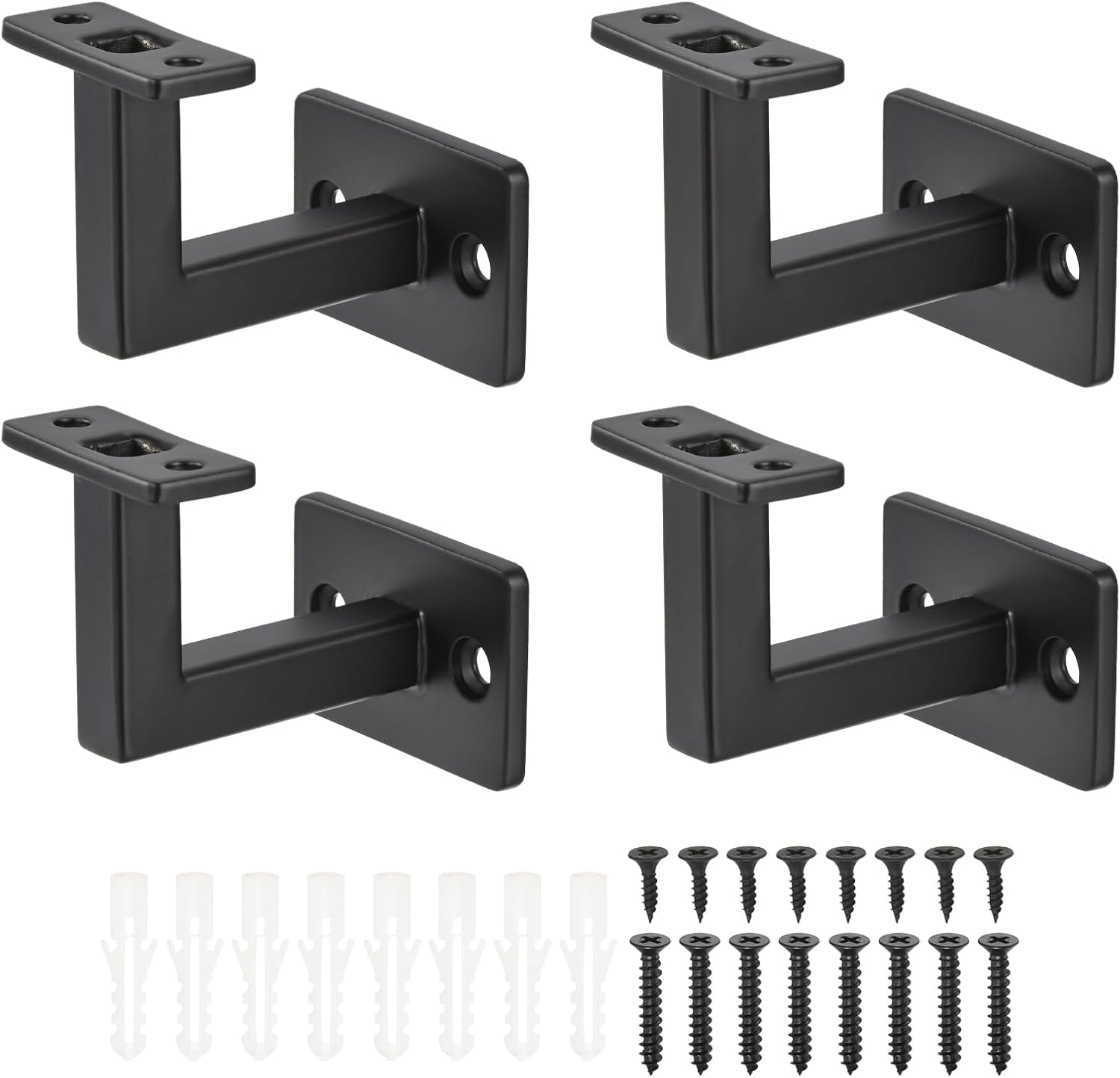 uxcell Black Fixed Swivel Hand Rail Brackets Adjustable Square Hand Rail Brackets for Staircase Stair (4PCS)