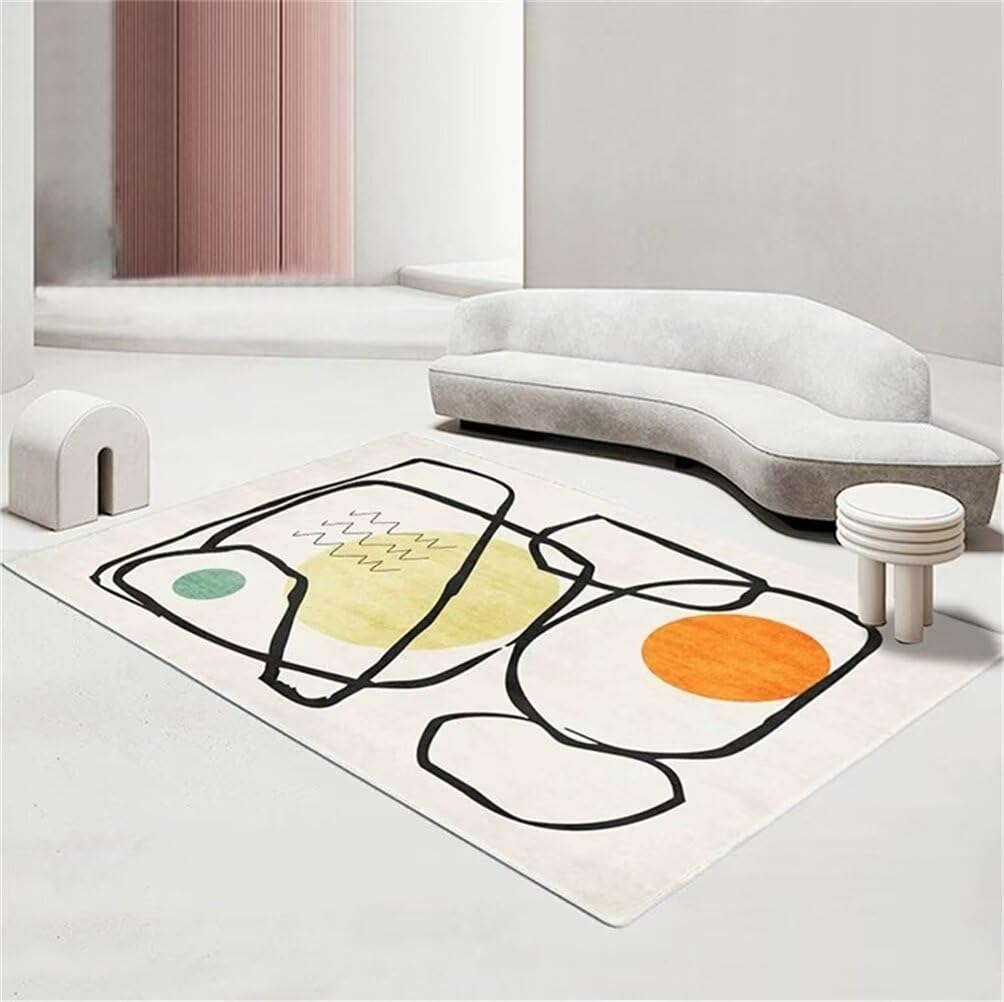 Grand tapis pas cher 120x170cm pour réchauffer un salon carrelé gris
