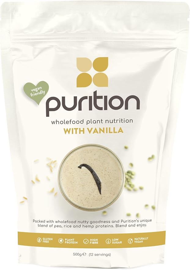 Purition Vegan Vanilla Dairy Free Natural Protein Powder for Keto Diet Shakes and Meal