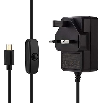 Aukru Power Supply Adapter 5V 3A Micro USB Charger with On Off Power Switch for Raspberry Pi 3 Model B /3 B+/ Pi 2 Model B/B+ Plus