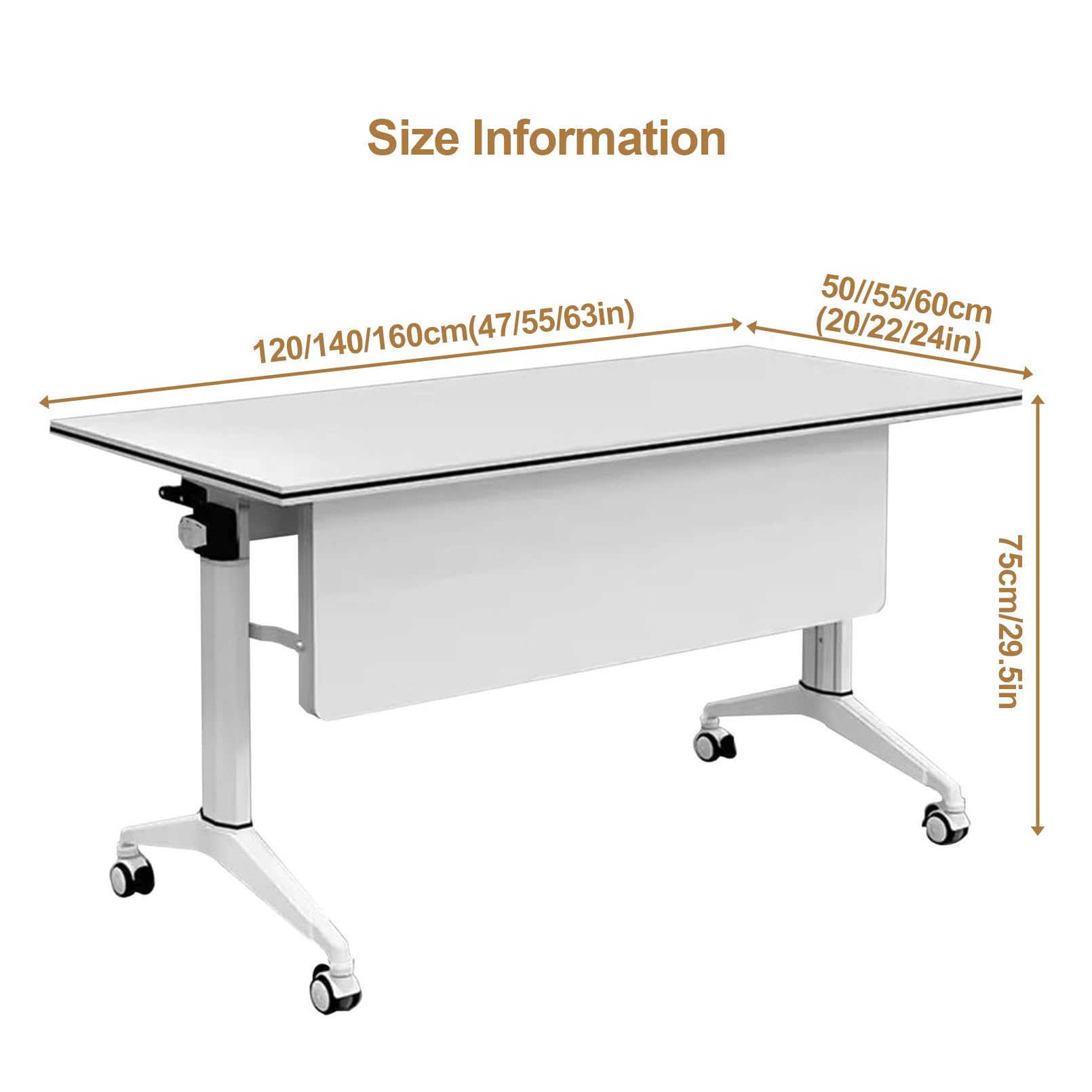 Tavolo da conferenza pieghevole portatile in legno con struttura robusta e ruote a 360° - Tavolo salvaspazio per ufficio, riunioni, seminari e corsi di formazione, 120x55x75 cm/47,2x21,6x29,5 pollic