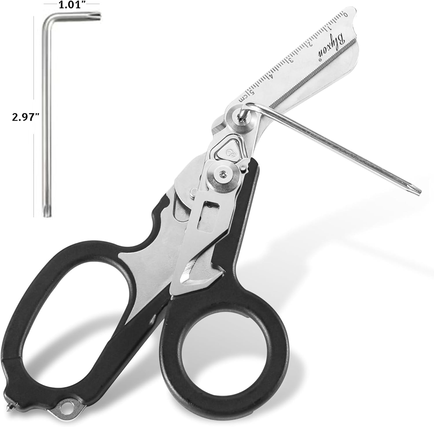 Foldable 6-in-1 Heavy Duty Emergency/Trauma Shears with Utility Holster, Multi-Function Key and Adjustable Wrench - Image 3