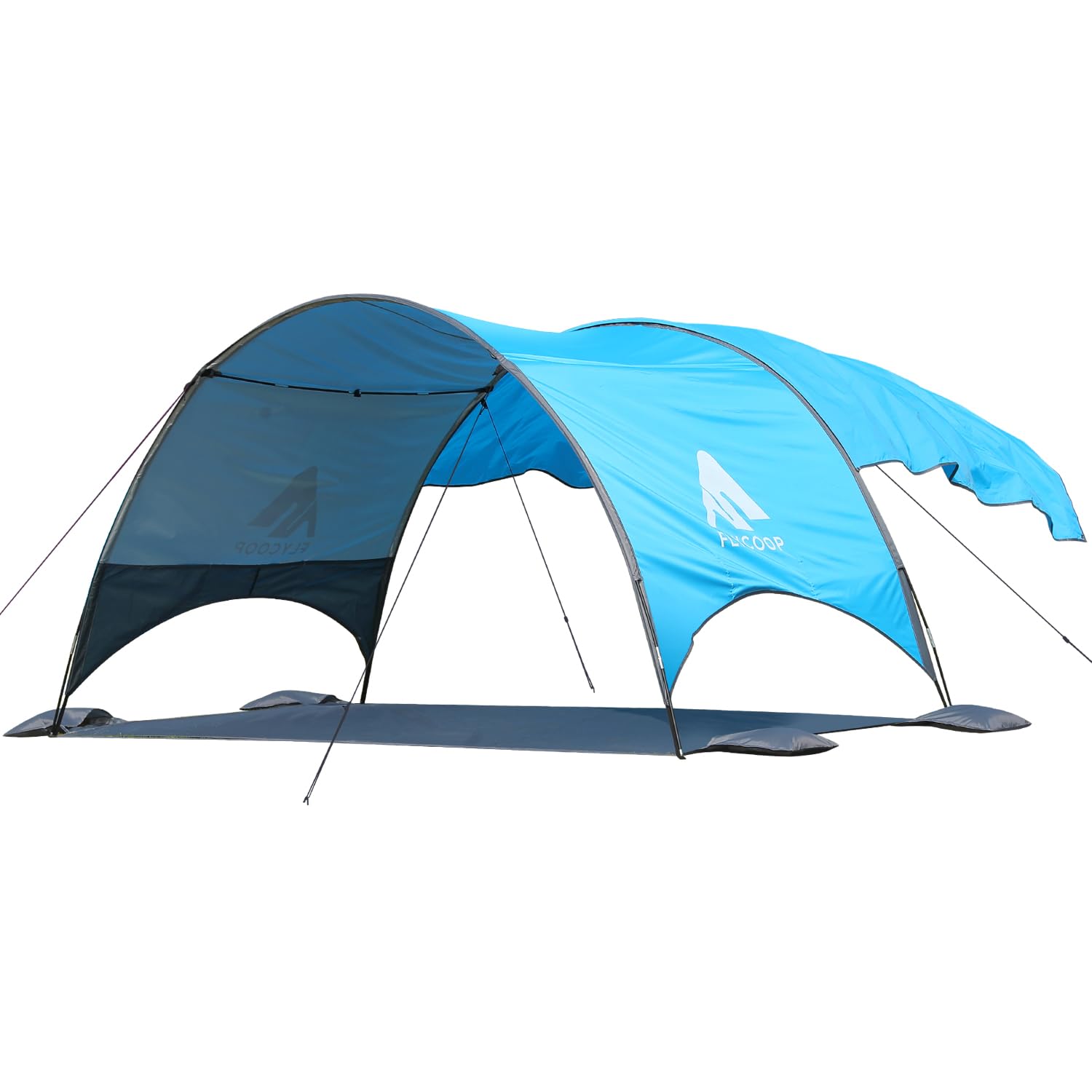 Photo 1 of Flycoop 2026 Upgraded Beach Umbrella Canopy with UPF 50+ UV Protection – Portable Beach Tent for Sun, 360° Ventilation, 4 Sandbags, Dual Pockets, Stakes & Ropes (106 * 65 * 62"+75"*98" Sail)