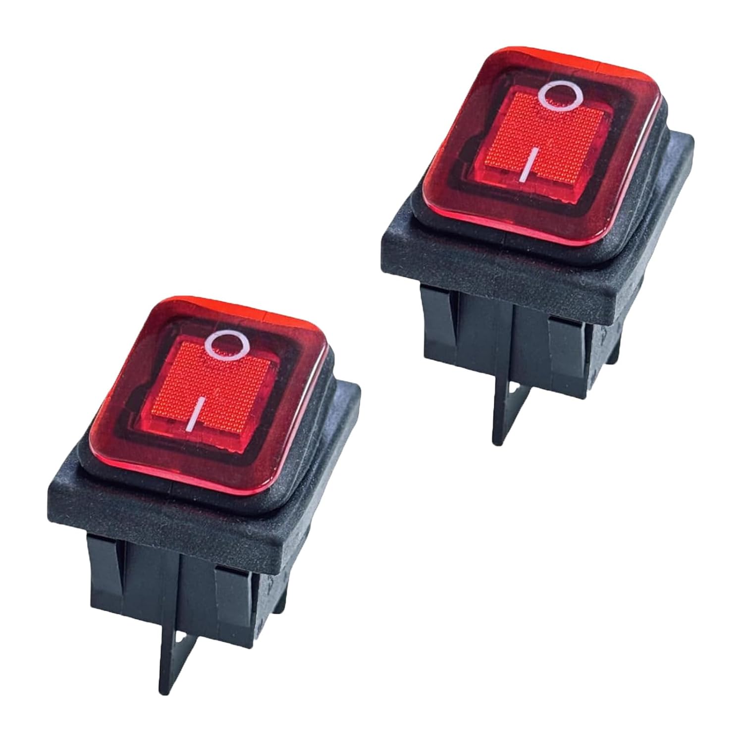 2PCS Power Switch, 4-Pin Power Switch Button with Red Light for Meat Grinder, Noodle Pot, Steamer, Oven, Noodle Press, Treadmill