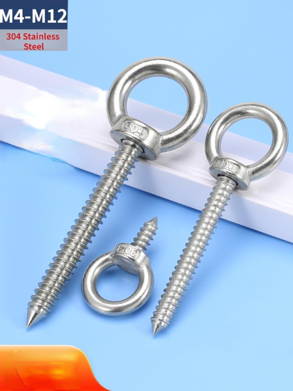 Eye Bolts 2pcs Lifting Eye Nuts M8 Lifting Eye Bolt 304 Stainless Steel Eyebolt Screws Quickly Installed Ring Hooking Nut Screws(100mm)