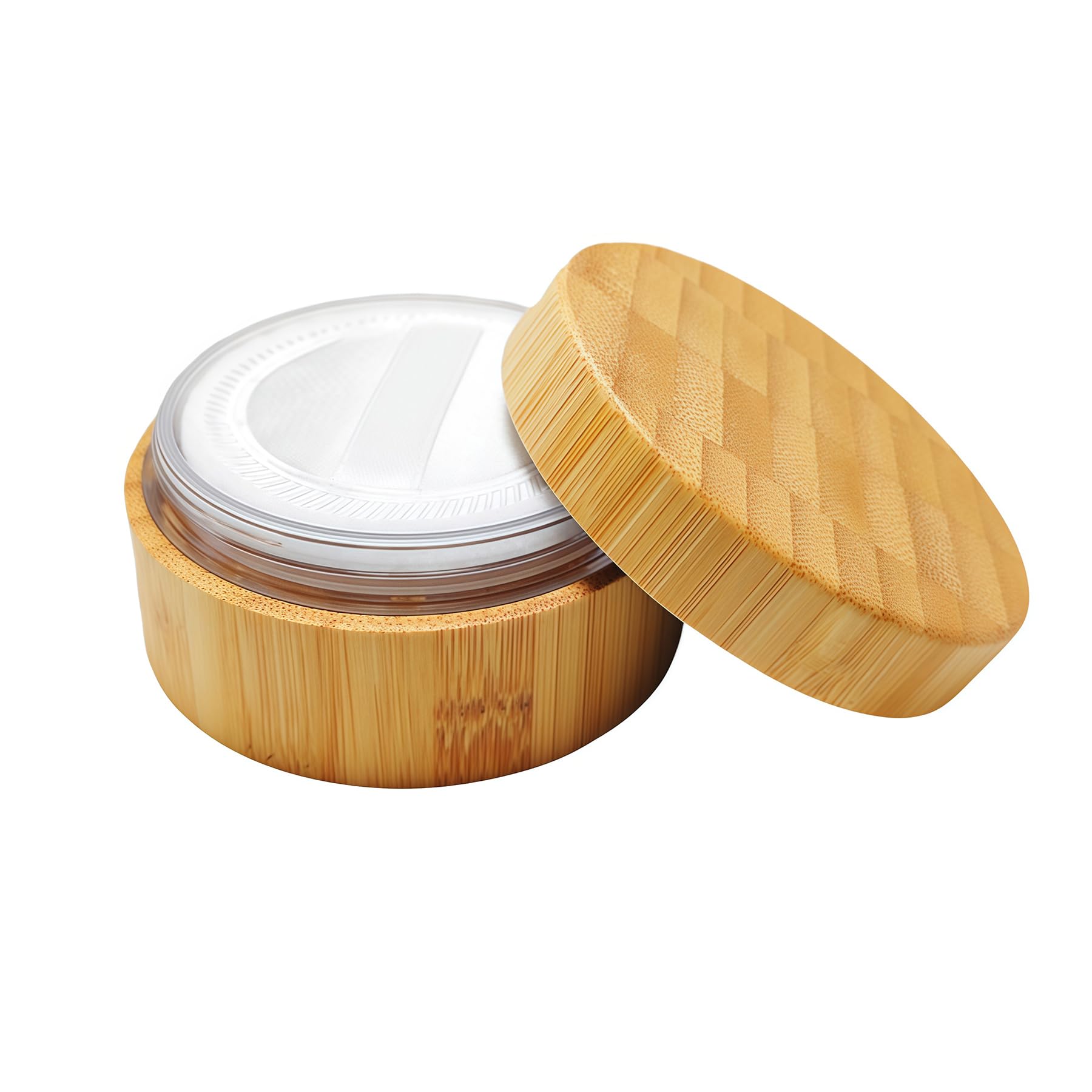 Tupandy Nature 30Ml /1Oz Empty Loose Powder Jar Container Portable Environmental Diy Make Up Cosmetic Loose Powder Case With Powder Puff And Sifter Lid