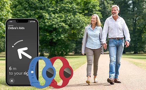 Airtag Bracelet for Kids Adjustable Airtag Watch-Style Wristband, Waterproof Silicone Airtag Holder, Compatible with Apple Airtag, 2-Pack / 8-Pack air tag Bracelet (Pink & Gray 2-Pack) — view 5
