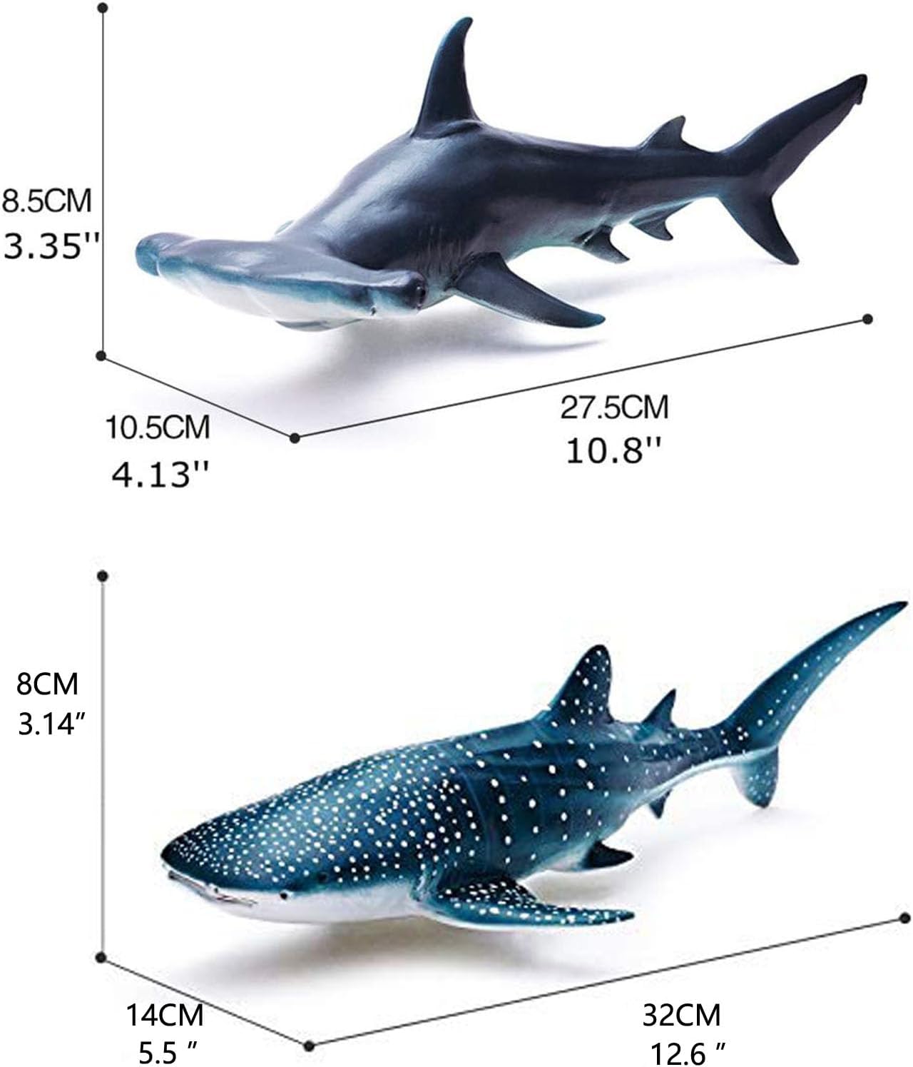 Gemini&Genius Whale Shark Hammerhead Shark Toys, Sea Animal Action Figures Ocean Model Toy Set for Play or Display, Gift, Educational, Role Play, Swim, Bath and Collection - Image 9
