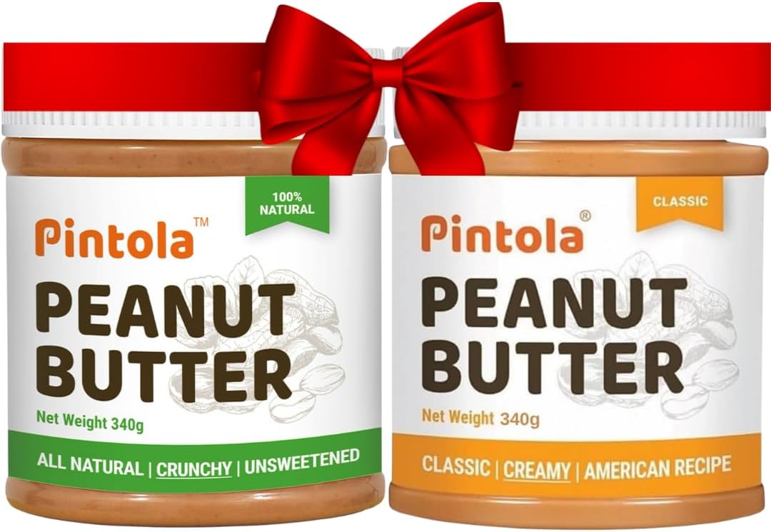 Peanut Butter Combo pack of All Natural Crunchy + Classic Creamy (340g (pack of 2) High Protein | Gluten Free | Vegan | Cholesterol Free
