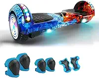 Hoverboard Elétrico - 6.5 ' Roda, 4400 mAh Skate Elétrico, Autobalanceamento Inteligente, Bluetooth, LED, 15km/h, 120kg Carga Máxima - Ideal para Crianças e Adultos - Uso em Casa, Parque (Chama Gélida)