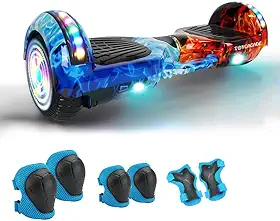 Hoverboard Elétrico - 6.5 ' Roda, 4400 mAh Skate Elétrico, Autobalanceamento Inteligente, Bluetooth, LED, 15km/h, 120kg Carga Máxima - Ideal para Crianças e Adultos - Uso em Casa, Parque (Chama Gélida)