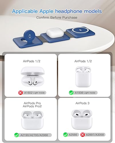 Miniatura 5 de Estación de carga para dispositivos Apple  Base de carga inalámbrica plegable magnética 3 en 1  Almohadilla de carga de viaje para MagSafe iPhone 16