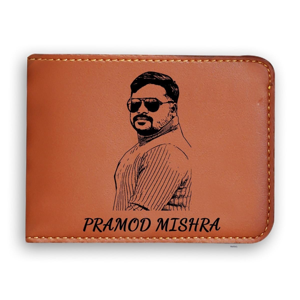 AbbZone Personalized Sketch Brown Wallet for Men | Customizable With Name & Photo | Vegan Leather | Birthday Gift for Him-image-25