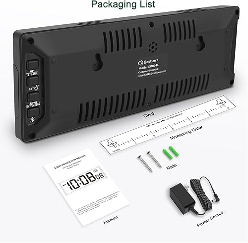 Miniatura 6 de Soobest Reloj de Pared LED Reloj Digital con Segundos, Enchufe Eléctrico en Reloj de Números Grandes 5 Atenuadores Montaje en Pared para Sala de