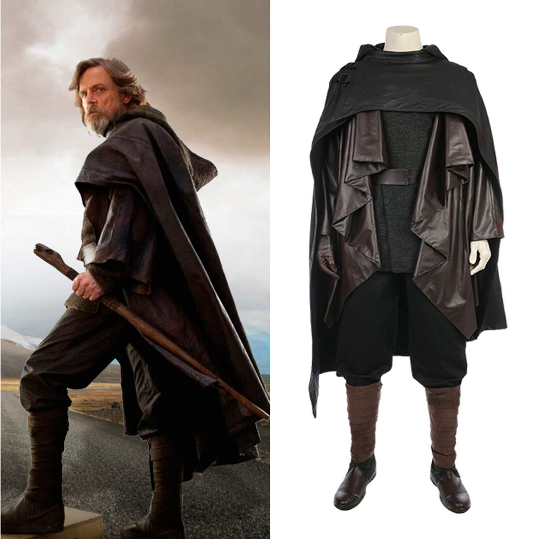 Rubyonly Star Wars The Last Jedi Luke Skywalker Costume Men Halloween Luke Skywalker Cosplay Costume For Men Custom Made,wholewithoutboots,S
