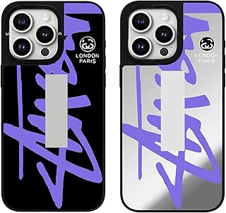 紫のグラフィティ スマホケース TPU ステューシー iPhone用ケース マグネット式 軽量 薄型 耐衝撃性 ソフトケース おしゃれ サイン風落書き 防水 防塵 傷つけ防止 保護カバー ワイヤレス充電対応 for iPhone 12/13/14/15/16/17 Pro Max (ブラック,for iPhone 17 Pro)