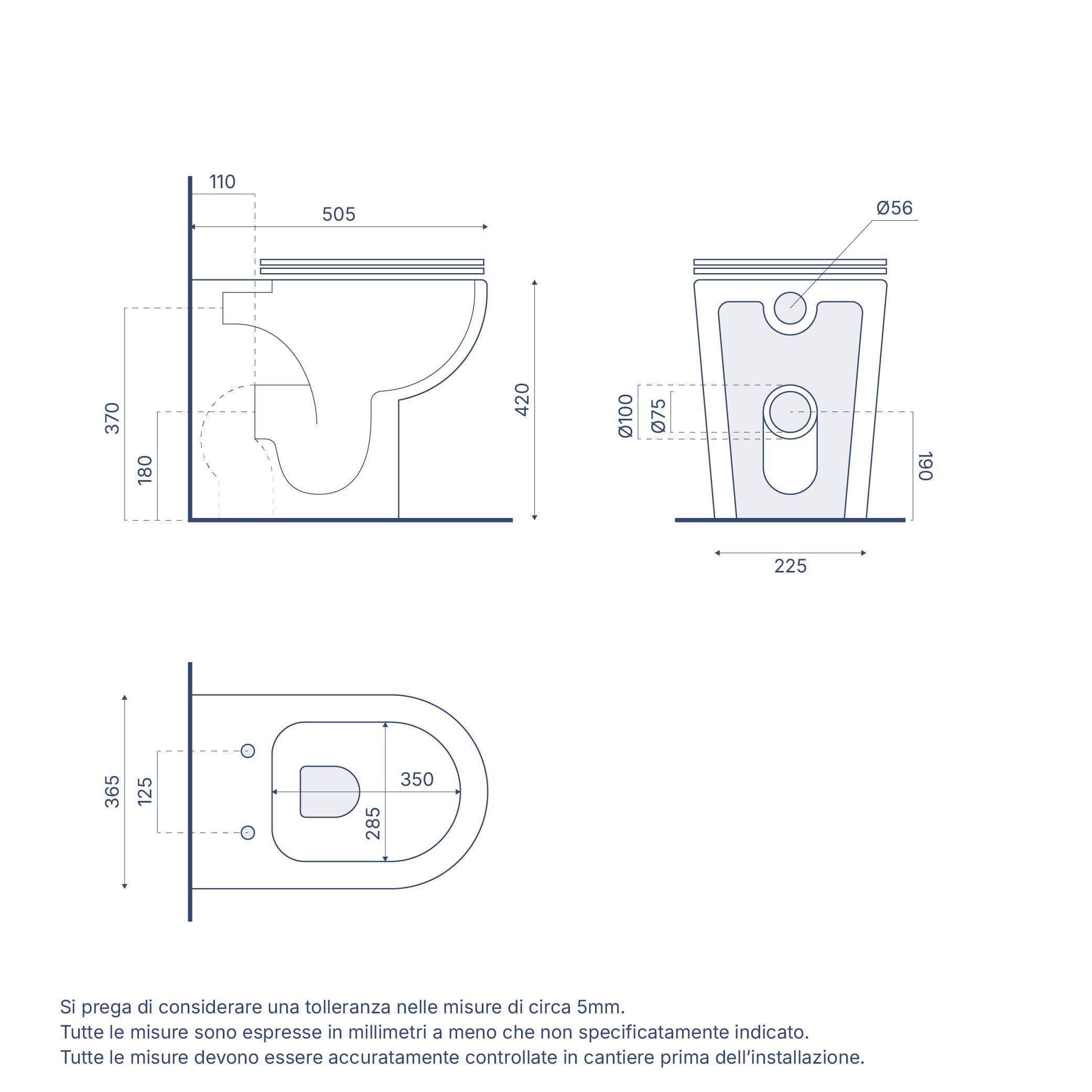 Ceramica Filomuro Vaso Bidet Sedile Copri-wc Mod. Doha Bianco Lucido