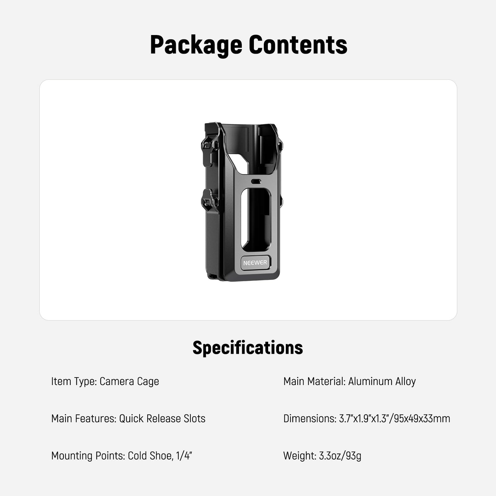 NEEWER Kieszeń 3 klatki, wszystko w jednym, ochronna platforma wideo ze stopu aluminium, kompatybilna z DJI Osmo Pocket 3 i akcesoriami do montażu magnetycznego, gwinty 1/10.2 cm, zimne buty, gniazda