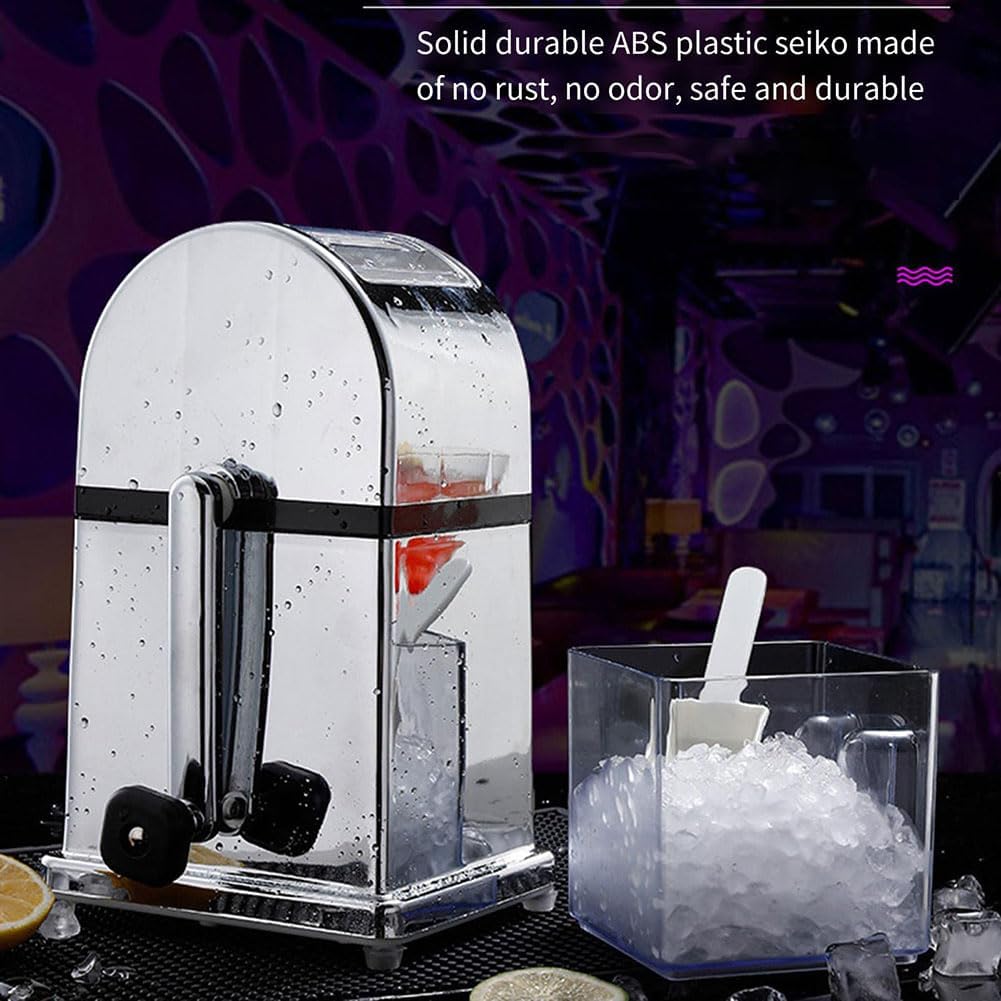 Hand Crank Stainless Steel ice Crusher, ice Cube Crusher, Mini Shaved ice Machine, Manual Snow Cone Smoothie Machine, Smoothie Machine
