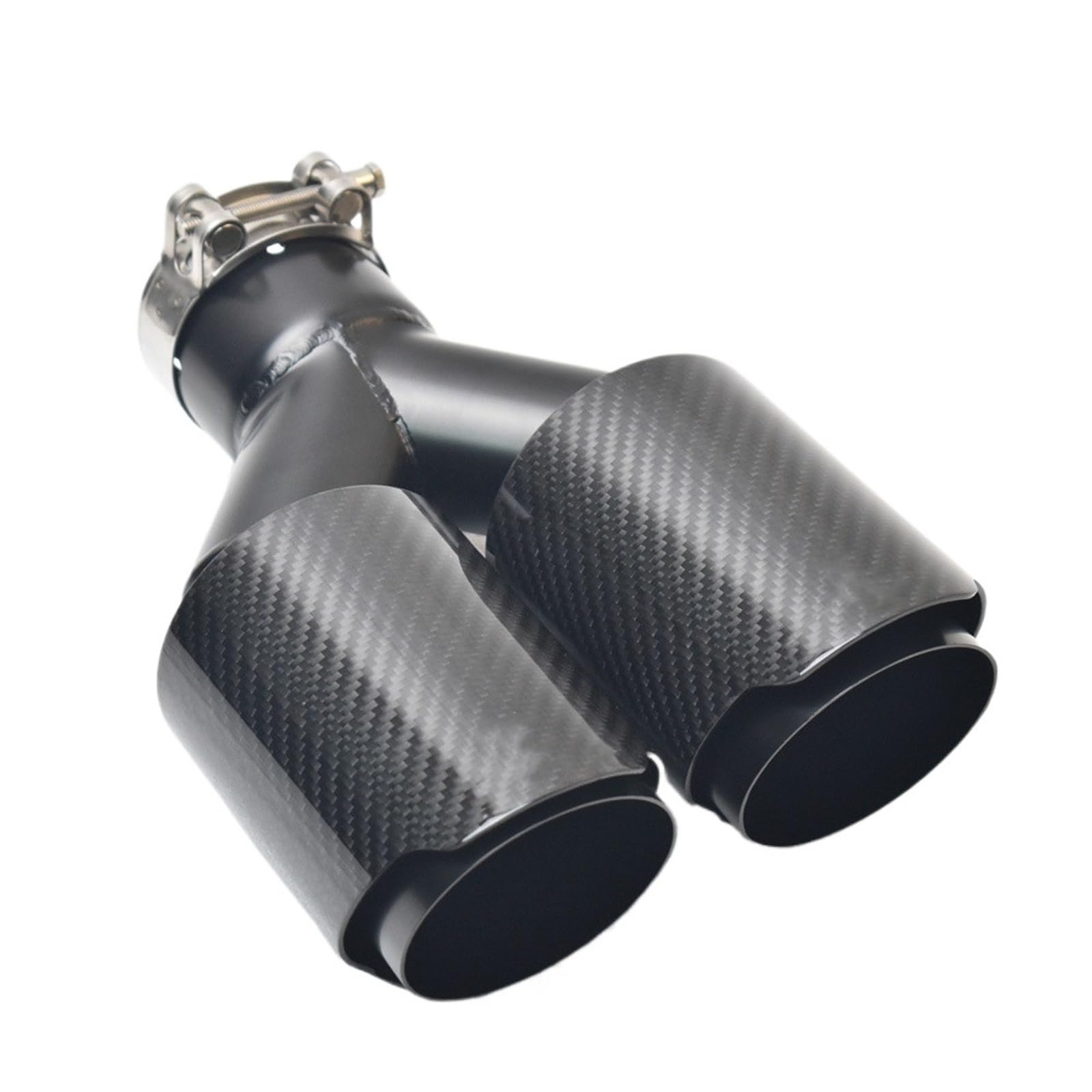 tłumik końcowy Stylizacja z włókna węglowego Podwójna rura Stal nierdzewna, czarna Rura wydechowa samochodu Tłumik(IN51MM- OUT76MM)