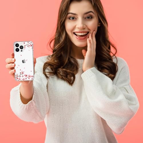 Miniatura 6 de Hi Space Funda para iPhone 15 Pro Max, funda suave y transparente para iPhone 15 Pro Max para mujeres y niñas, funda suave con flores rosas para