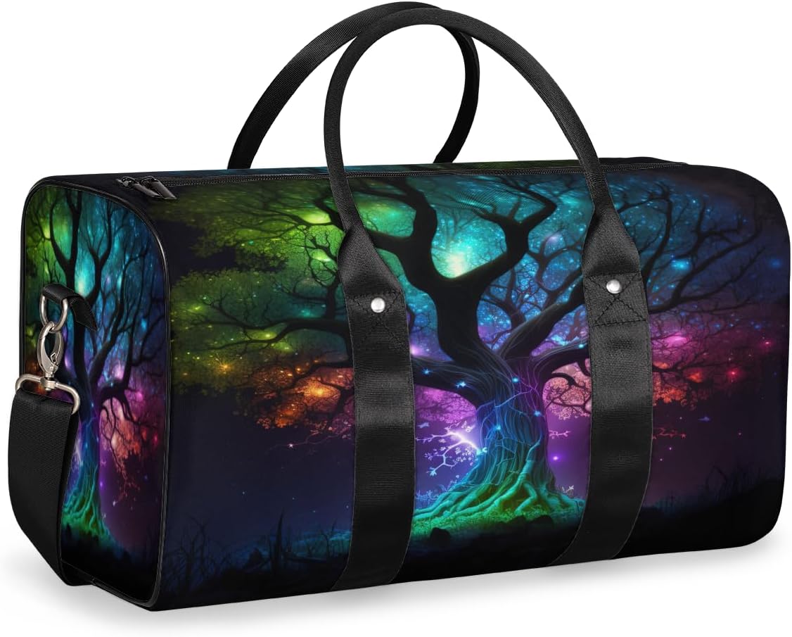 Travel Duffel Bag Tree Of Life Universe Sport Tote Gym Bag Waterproof Foldable Carryon Weekend Overnight Training Handbag Sports Duffle Bags for Women Men Boys Girls