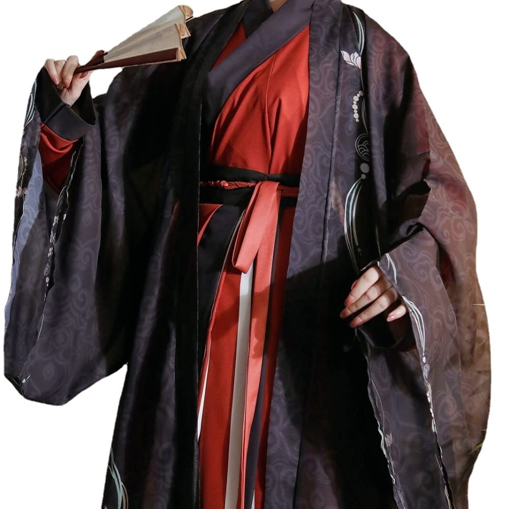 Występy sceniczne Cosplay，han chińska odzież， Chińskie starożytne zestawy Hanfu Cosplay strój dla dorosłych mężczyzn i kobiet(Schwarz,Large)