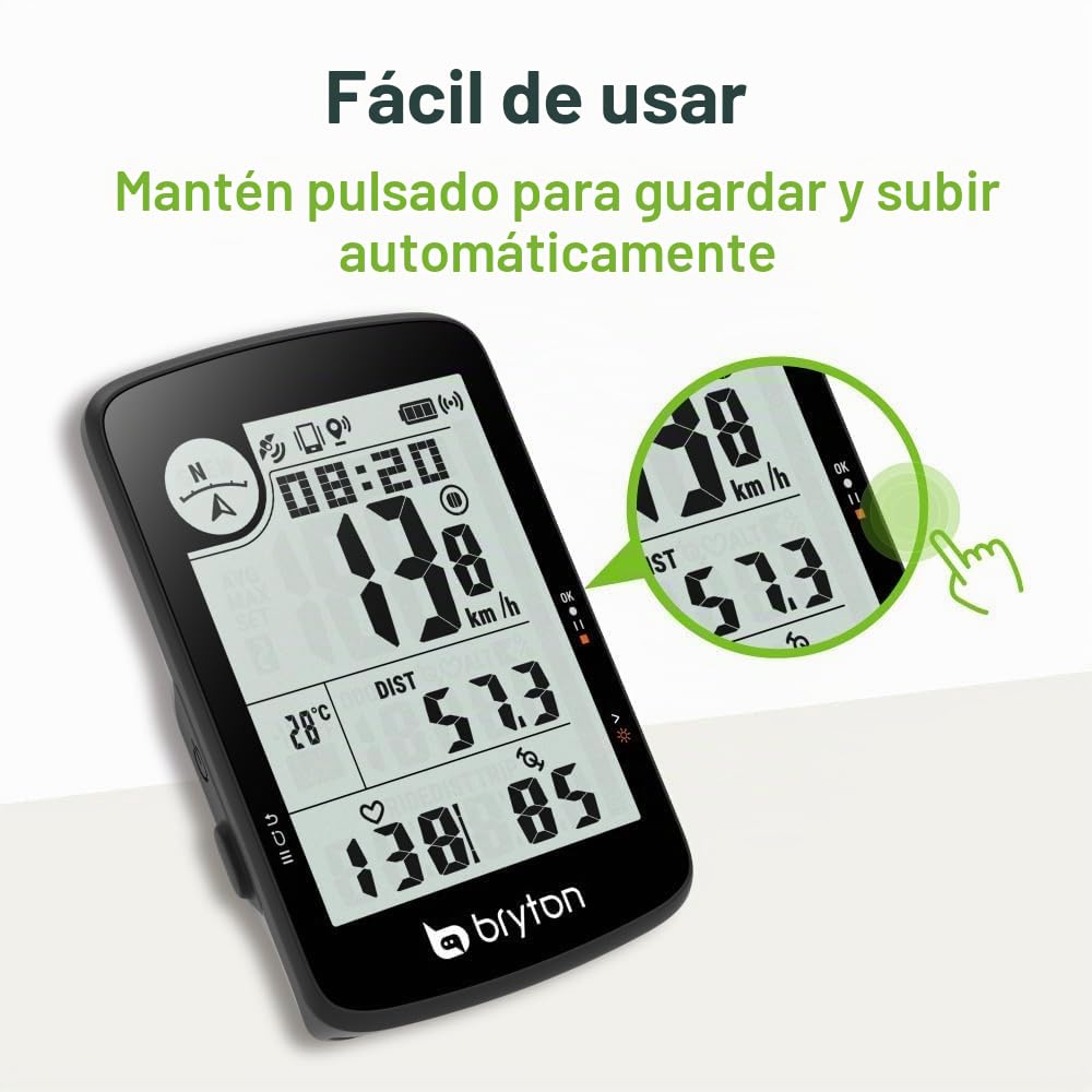 Bryton Rider 17, ciclocomputador GPS inalámbrico con Pantalla LCD de 3,0 Pulgadas, Compatible con Radar para Bicicleta, batería de 25 Horas, Bluetooth, Resistente al Agua, Seguimiento en Vivo
