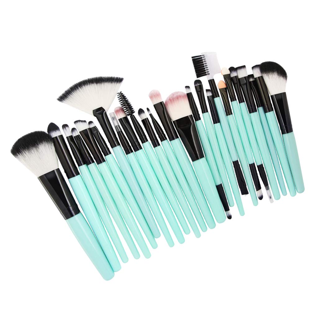 Set di 5 pennelli da trucco da 25 pezzi, per fondotinta, cipria, correttore, miscelazione, verde, nero