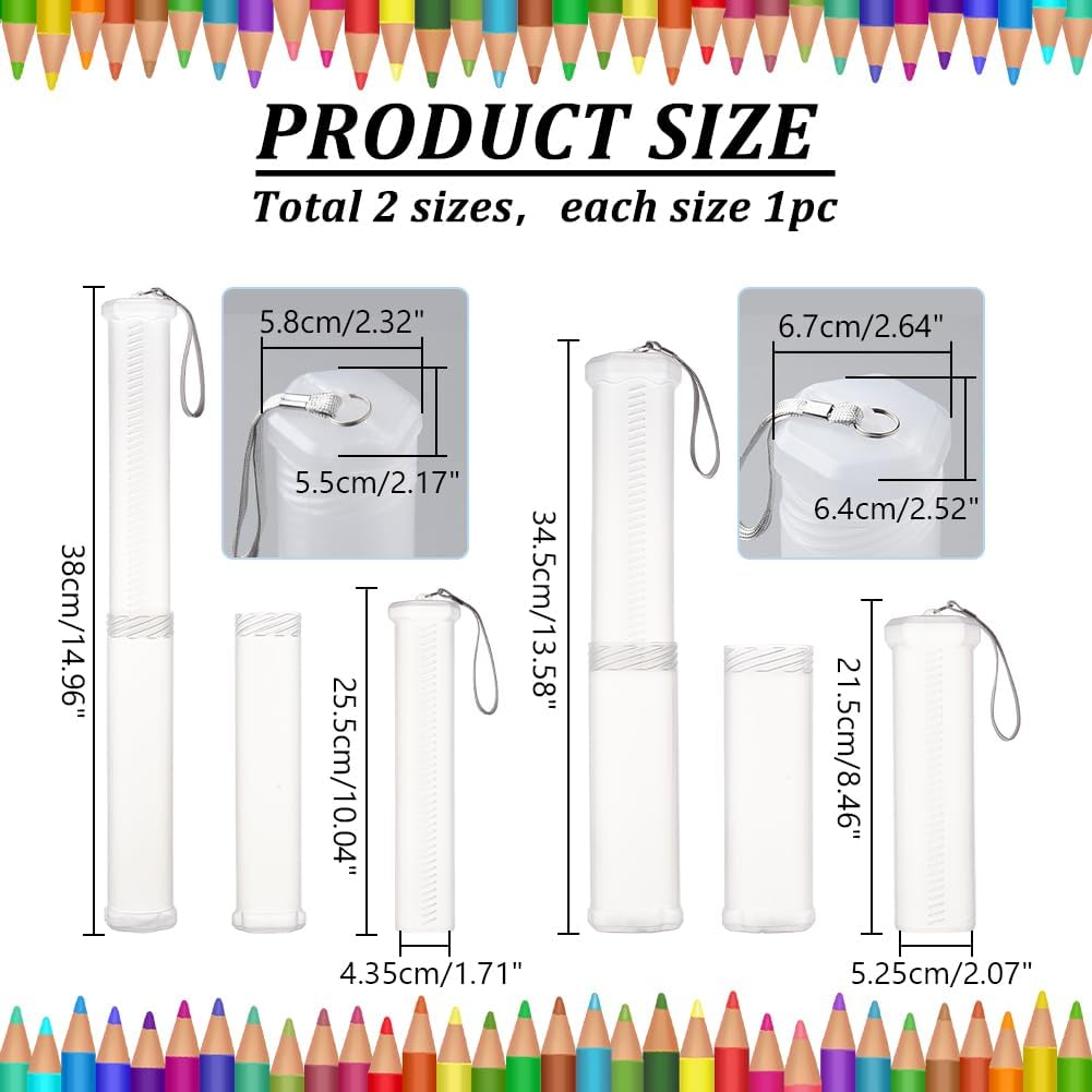 PH PandaHall 2 Sizes Extendable Plastic Brush Case with Carrying Lanyard Clear Artist Storage Tube Paintbrush Organizer
