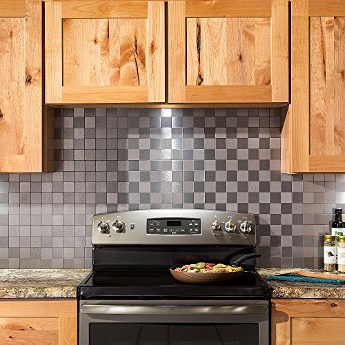 Aspect Peel and Stick Backsplash 12in x 4in Square Stainless Matted Metal Tile for Kitchen and Bathrooms (3-Pack) - Thumbnail 7