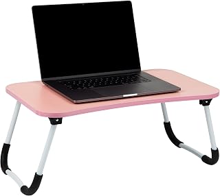 Mind Reader Pink Adjustable Lap Desk Laptop Stand - Folding Legs Bed Tray Couch Table Portable MDF 23.25x13.75"