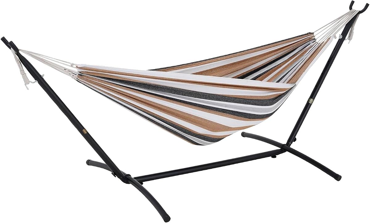 Hamacas portátiles con capacidad de peso de 450 libras, hamacas dobles con bolsa de transporte portátil y soporte para ahorrar espacio, hamaca para adultos para exteriores, patio, jardín, patio