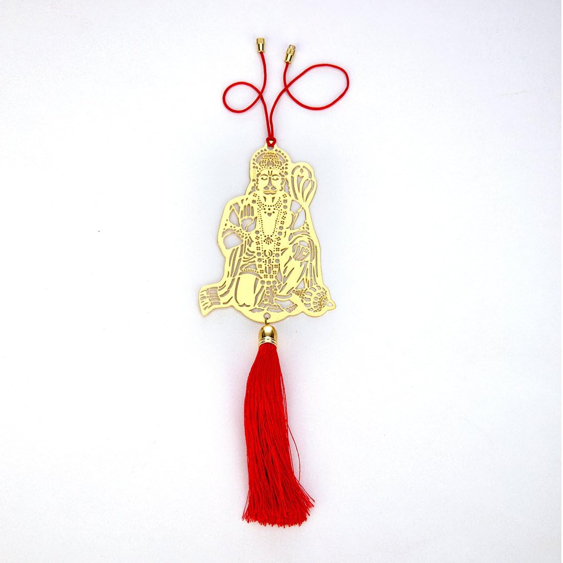 ADORAA's Jai Hanuman Bajrangbali Hanging Accessories for Car Rear View Mirror Decor in Brass