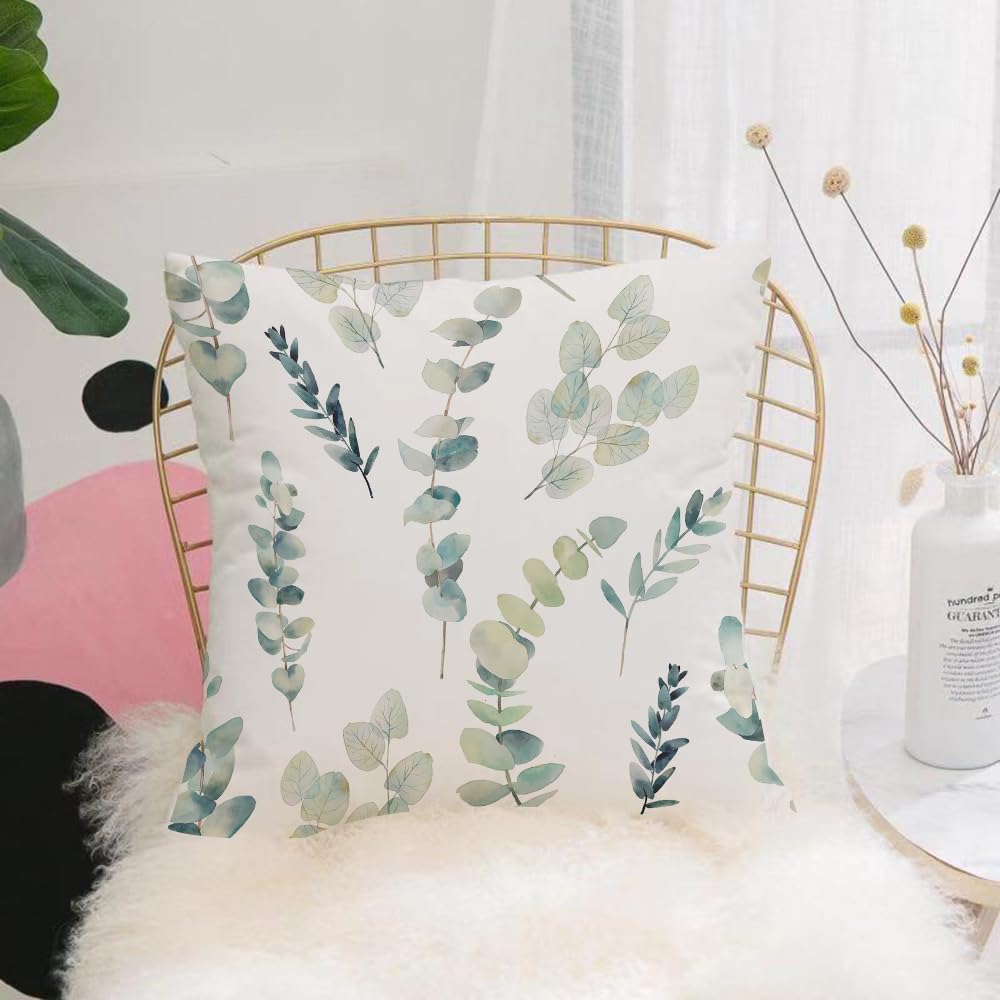 HYOSXW Cushion Cover,Throw Pillow Case Home Decorative for Living Room Bedroom Sofa Chair 16X16 Inch,Botanical seamless pattern with eucalyptus branches Vector illustration. Vint,Pillowcase 40X40cm