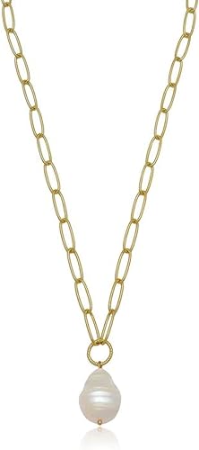 Ettika Collar de oro. Collar de perlas. Collares para mujer, colgante de perlas de agua dulce. Collares chapados en oro de 18 quilates. Cadena de