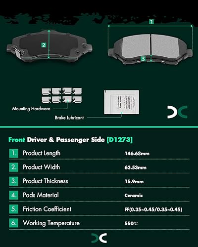 Miniatura 3 de SCITOO - Juego de pastillas de freno de cerámica, 8 pastillas de freno para 08-12 para Chrysler Town & Country, 08-12 para Dodge Grand Caravan,