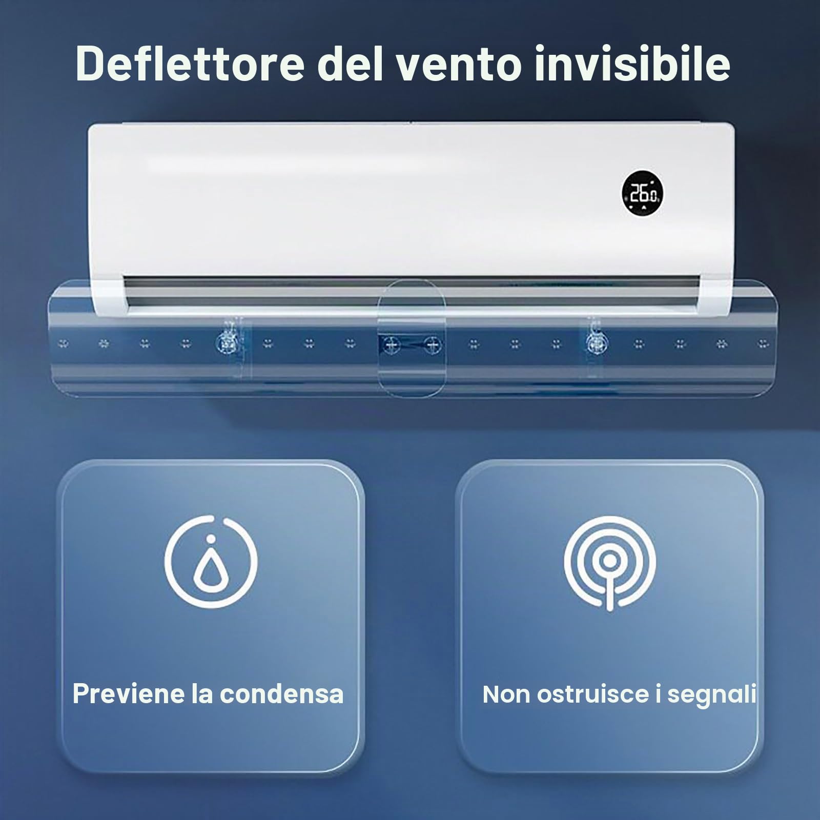 Deflettore Condizionatore Universale Trasparente, Deflettori per Condizionatori Regolabile, Estensibile da 50 a 102 cm, Anti-Flusso D'aria Diretto