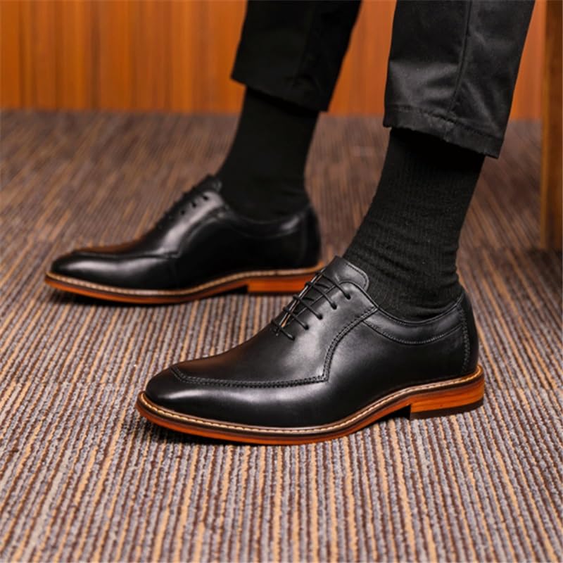 Retro Large Size Leather Shoes Men's Comfortable Rubber Soft Sole Business Formal Men Handmade Oxford Lace Up Shoes2