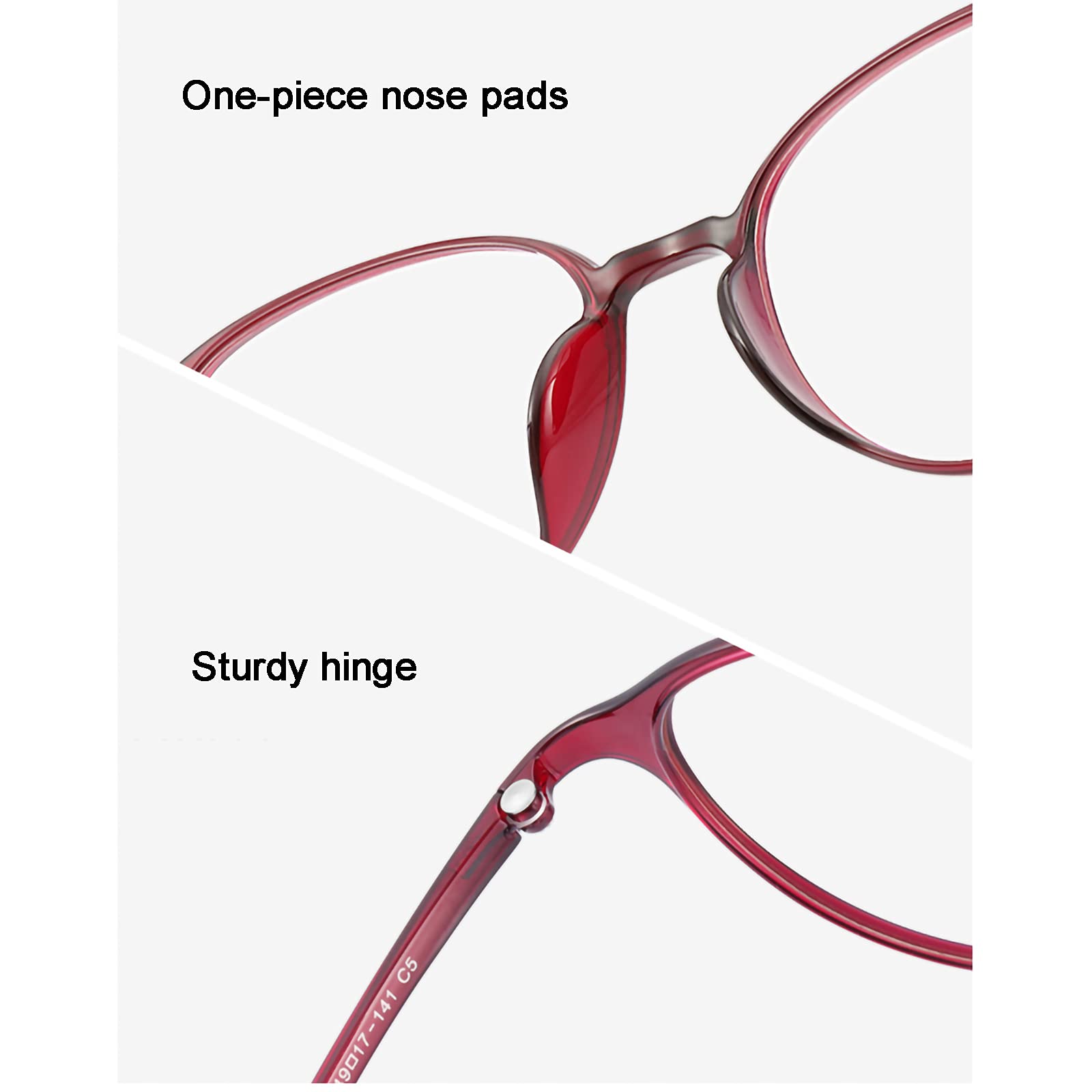 Lesebrille für Damen mit Blaulichtfilter, Vollformat, Computer-Lesebrille, leichtes Harz, Bequeme Gaming-Brille, Rot, +3,00 (Rot 1)
