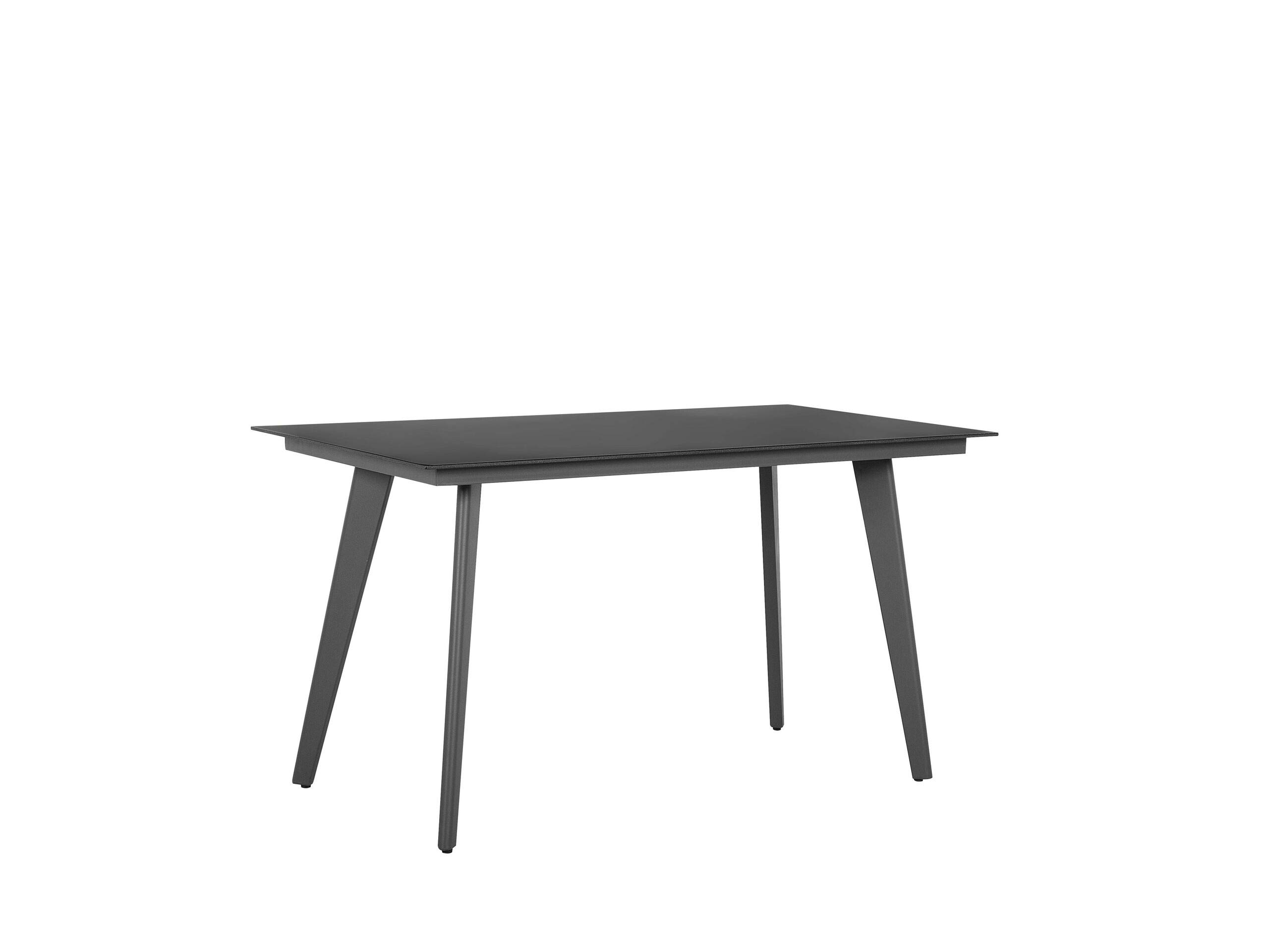 Beliani Modern Outdoor Garden Dining Table Grey Steel Frame Tempered Glass Tabletop Mileto
