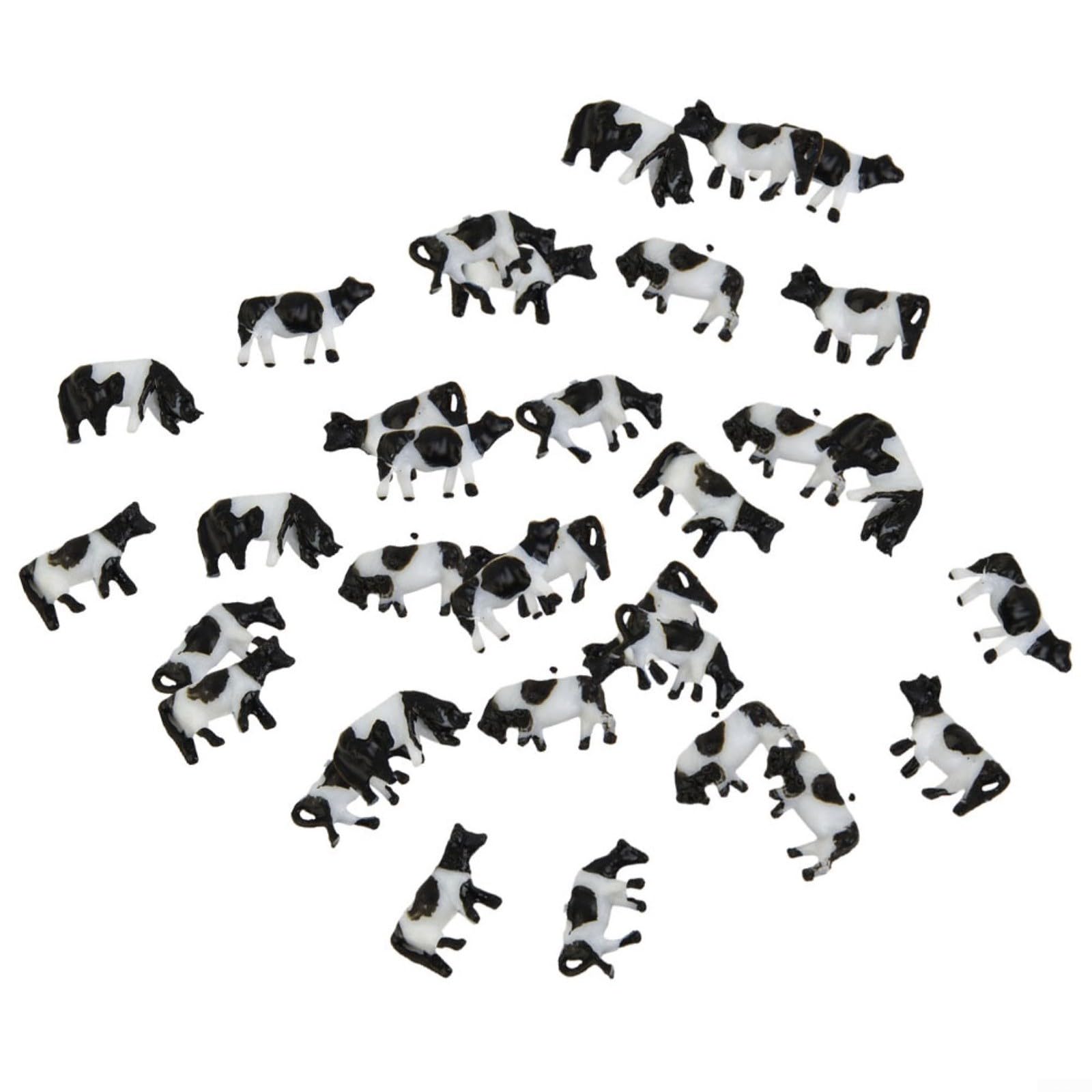 HOHOVYVY 30 Pieces N Scale Cows Model 1:150 Model Railway Painted Farm Animals Model Scene
