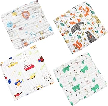 Amazon ガーゼハンカチ ガーゼタオル ベビービブ 6層ガーゼ ベビーハンカチ ベビー ガーゼ ガーゼハンカチ ６重ガーゼ フェイスタオル 赤ちゃんタオル 新生児ハンカチ 綿タオル 柔らかい肌触り 細菌防止 ループ付き 洗濯可 四枚セット グループ3 ガーゼ ガーゼ